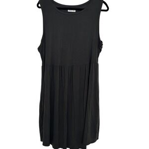 24/7 Maurices Womens 1X Charcoal Gray Midi Empire Waist Dress Lagenlook Boho